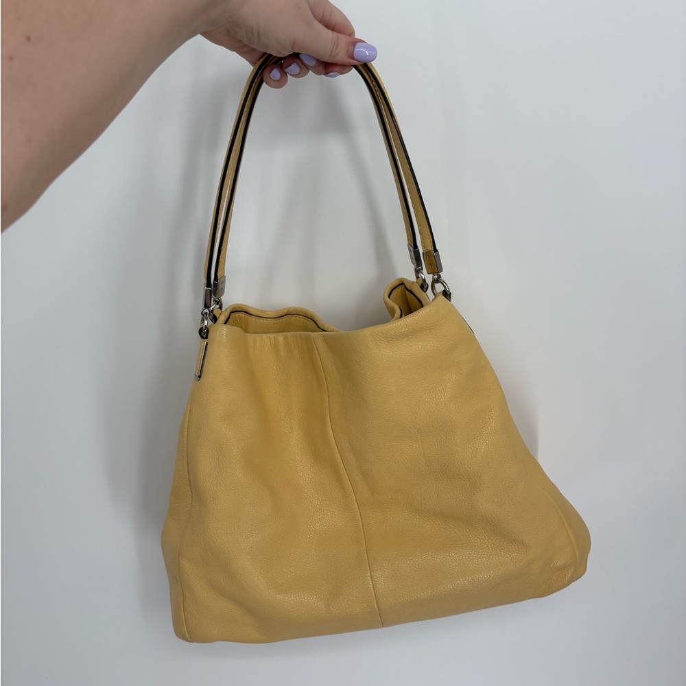 Coach Madison Phoebe Leather Shoulder Bag in Butter Yellow and Silver - Picture 5 of 12